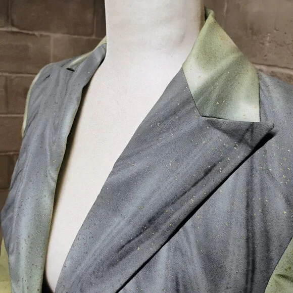 Roberto Cavalli Vintage SS2001 Collection Teal Gold Cupro Denim Blazer RARE - Picture 11 of 14